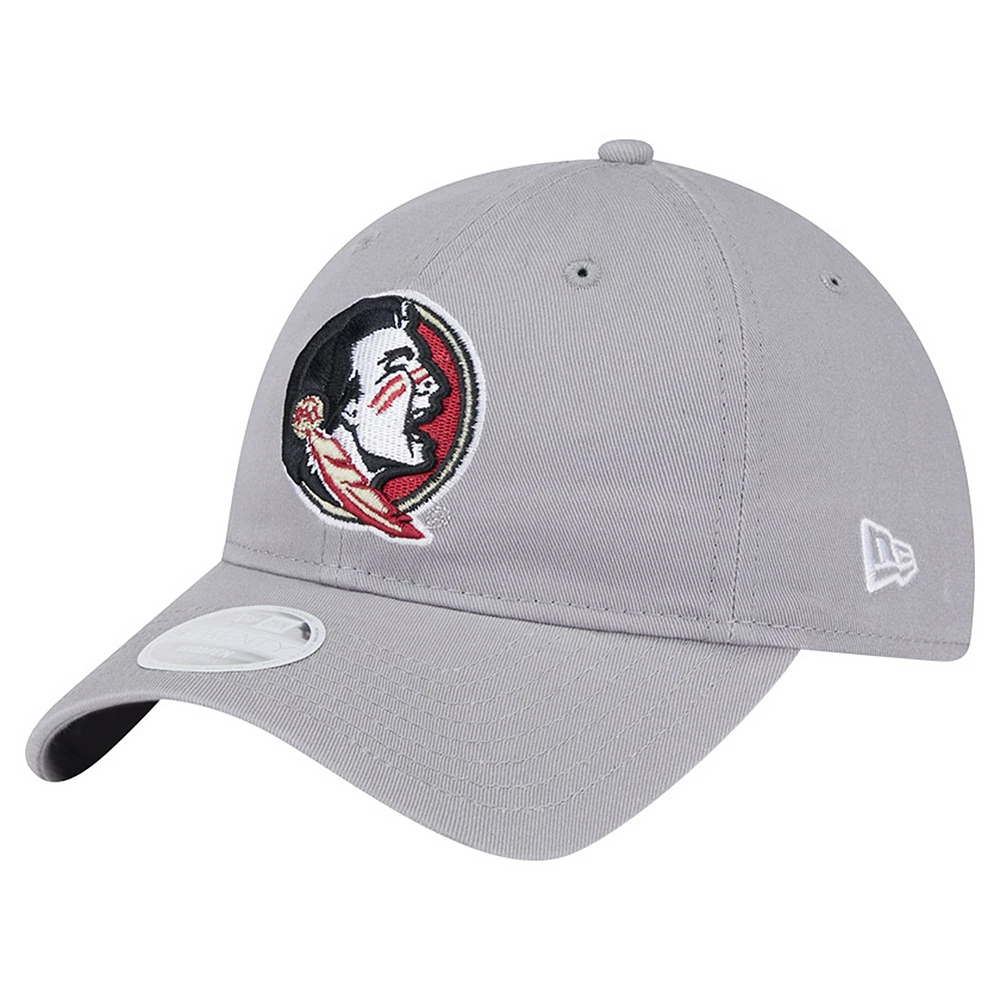 Women's New Era Gray Florida State Seminoles Logo 9TWENTY Adjustable Hat