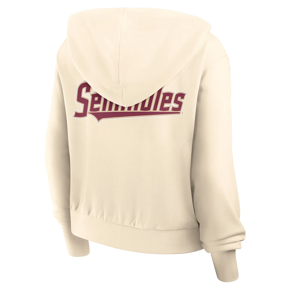 Women's Nike Cream Florida State Seminoles Cropped Chill Full-Zip Hoodie