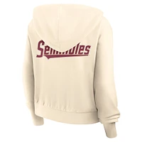 Women's Nike Cream Florida State Seminoles Cropped Chill Full-Zip Hoodie