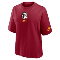 T-shirt Nike Garnet Florida State Seminoles Boxy Legacy établi pour femme