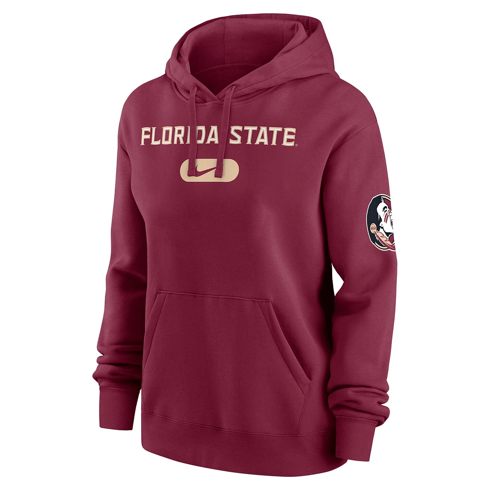 Sweat à capuche en polaire Nike Garnet Florida State Seminoles Club pour femme