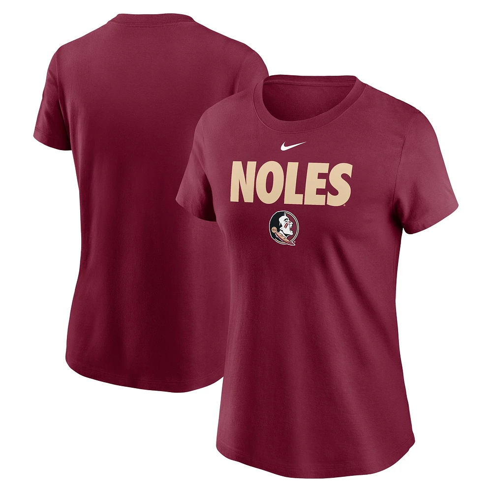 T-shirt Nike Garnet Florida State Seminoles Local Ultimate Chant pour femme