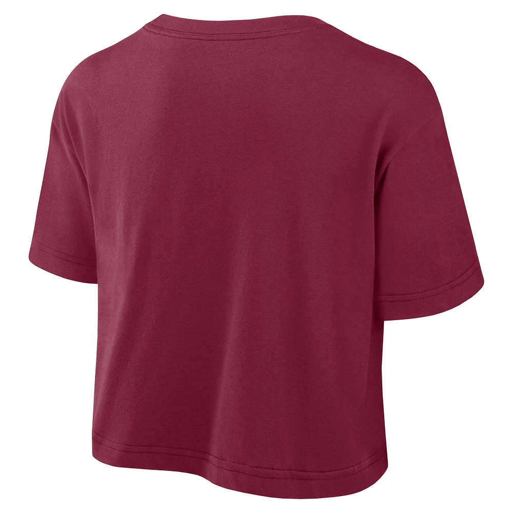 Women's Nike Garnet Florida State Seminoles Power Pursuit Athletic Prep Arch Performance Cropped T-Shirt