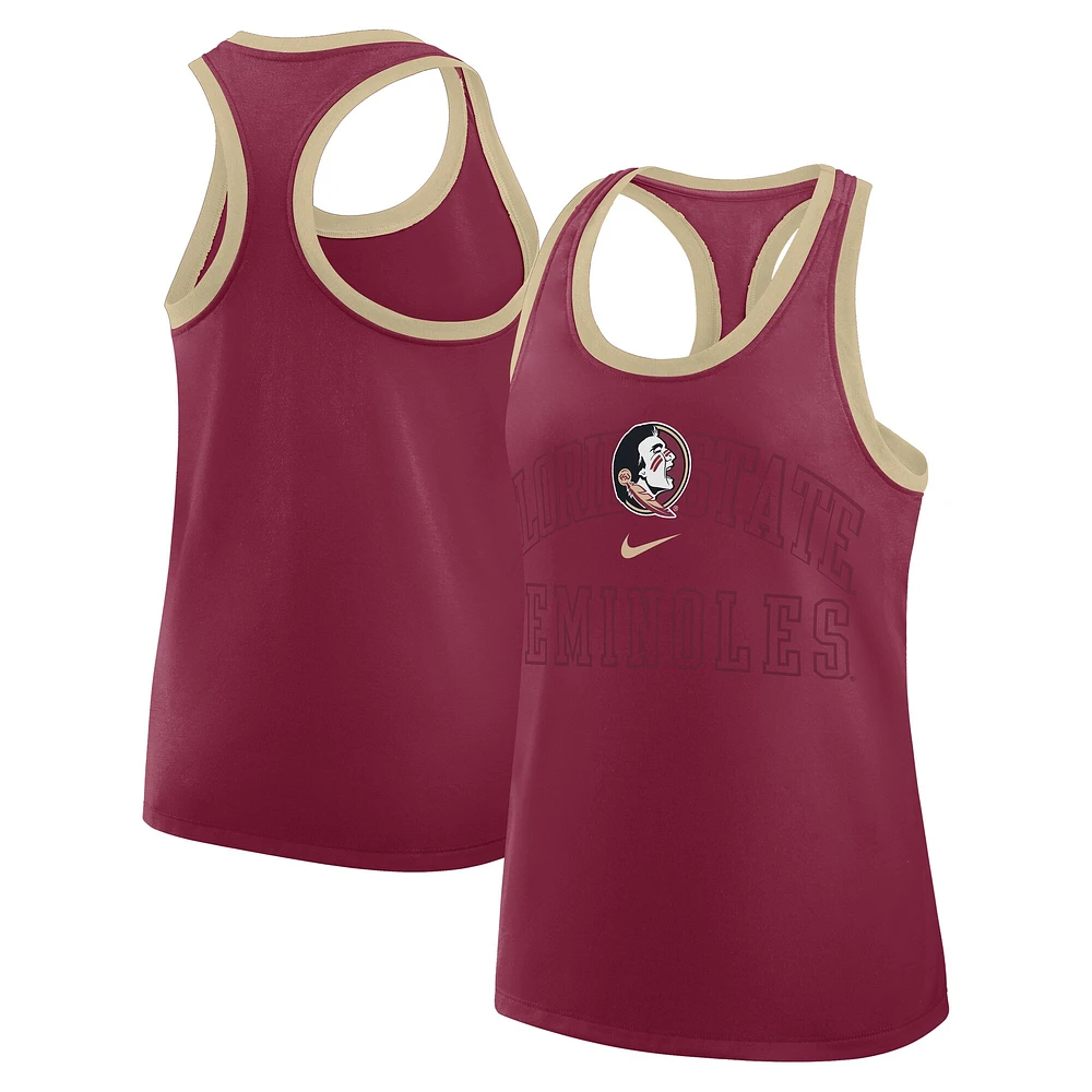 Débardeur Nike Garnet Florida State Seminoles Primetime Racerback Tri-Blend pour femme