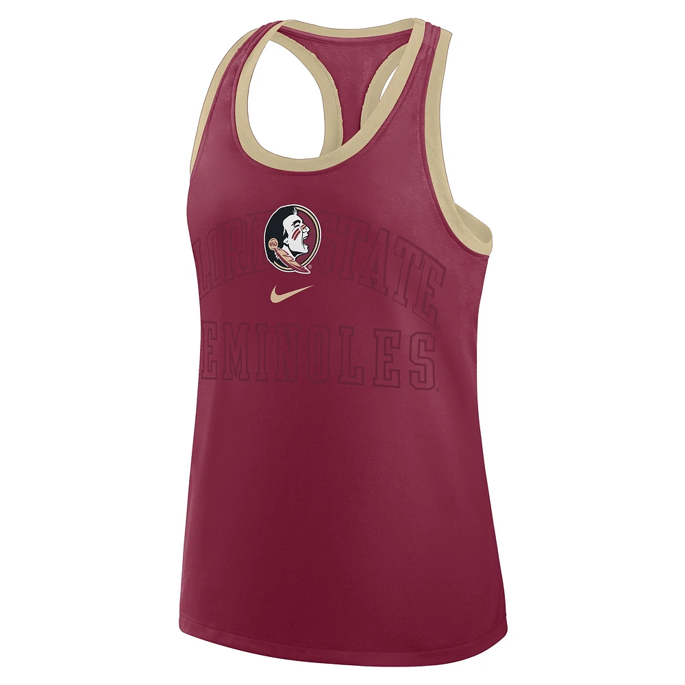Débardeur Nike Garnet Florida State Seminoles Primetime Racerback Tri-Blend pour femme