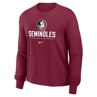 T-shirt à manches longues Nike Garnet Florida State Seminoles Primetime University pour femme