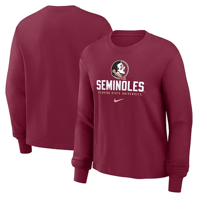 T-shirt à manches longues Nike Garnet Florida State Seminoles Primetime University pour femme