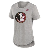 T-shirt Nike gris chiné pour femme Florida State Seminoles Legacy Tri-Blend