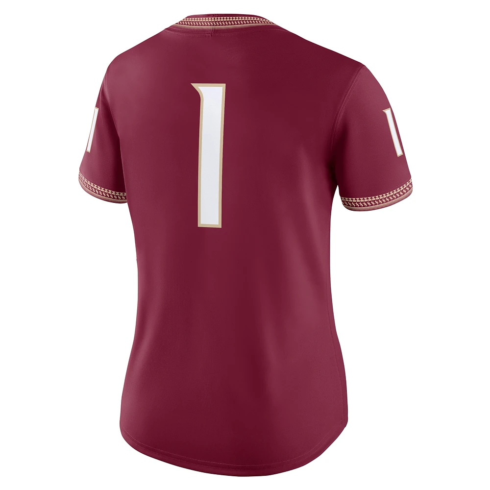 Maillot de match Nike #1 Garnet Florida State Seminoles pour femme