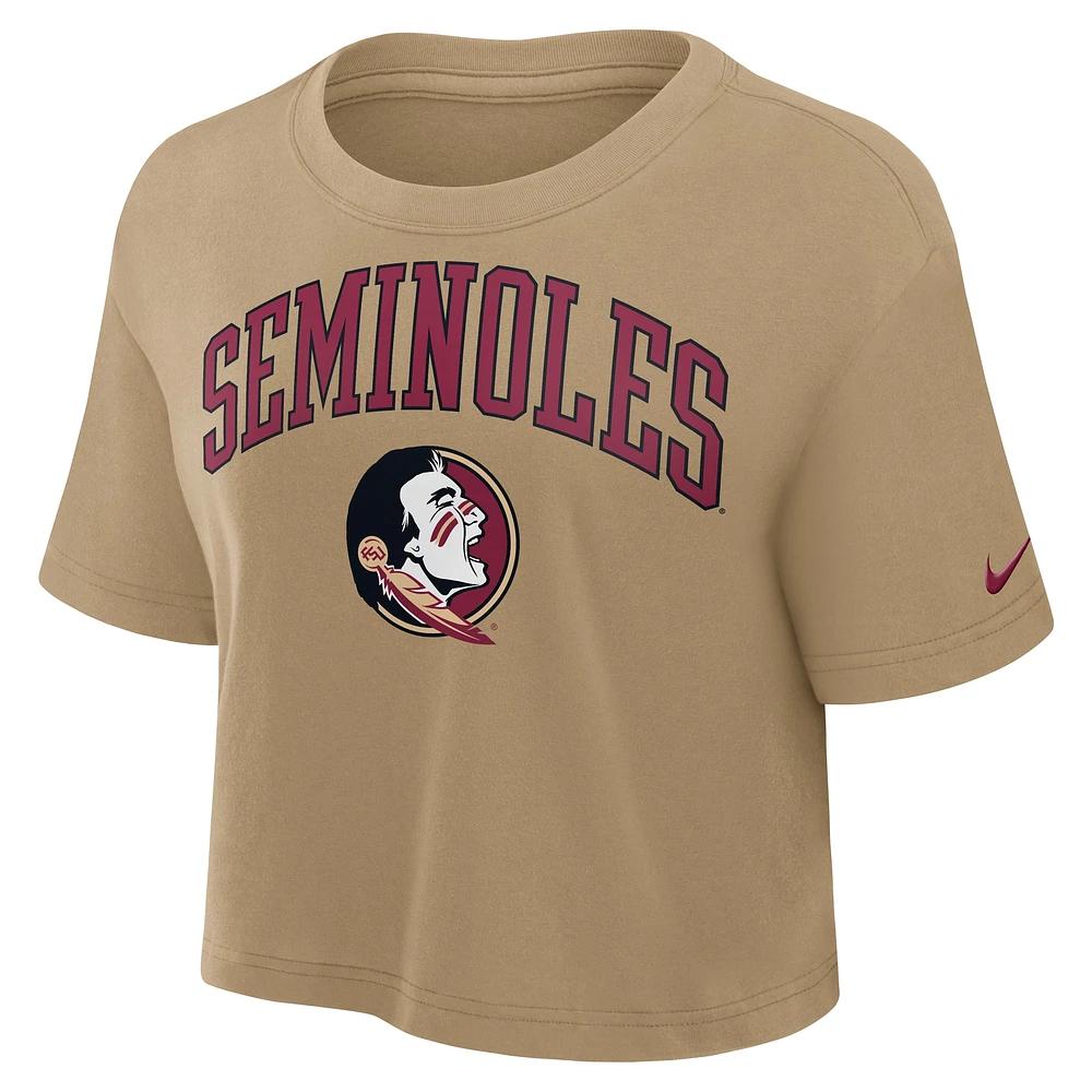 T-shirt court Nike Tan Florida State Seminoles Power Pursuit Athletic Prep Arch Performance pour femme