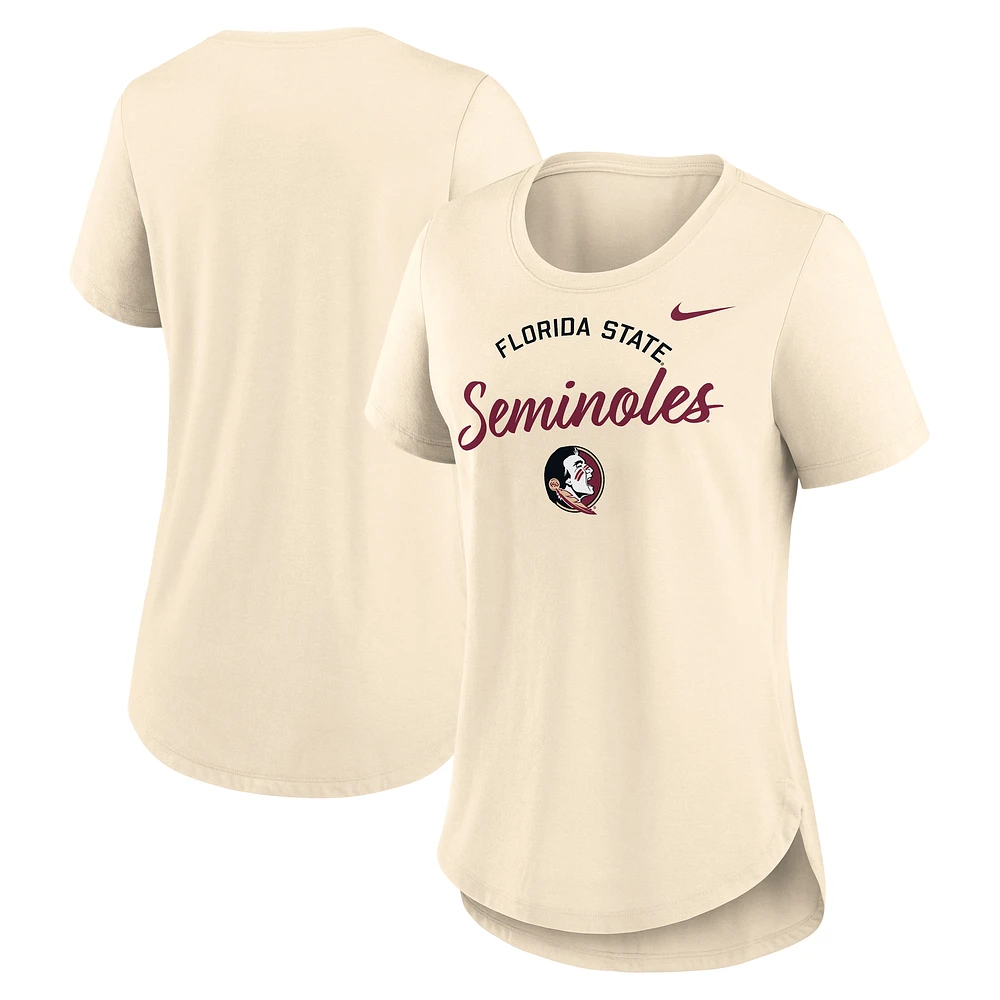 Women's Nike  Tan Florida State Seminoles Script Logo Tri-Blend T-Shirt