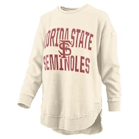 Sweat-shirt ras du cou en polaire Pressbox pour femmes, crème, Florida State Seminoles Poncho