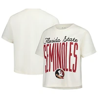 Women's Pressbox Cream Florida State Seminoles Sanibel Knobi Crop T-Shirt