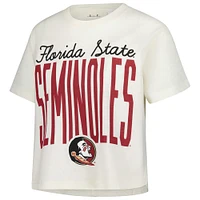 Women's Pressbox Cream Florida State Seminoles Sanibel Knobi Crop T-Shirt