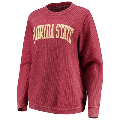 Sweat-shirt Pressbox Garnet Florida State Seminoles Comfy Cord Vintage Wash Basic Arch pour femme