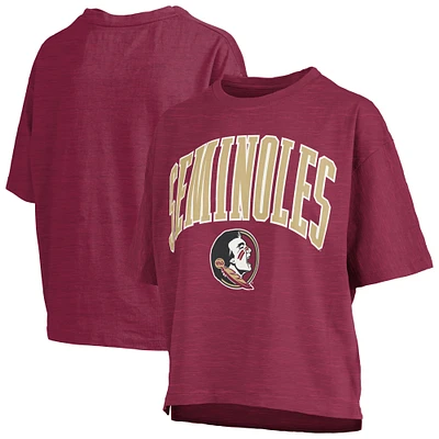 T-shirt surdimensionné à la taille pour femme avec logo Arch des Florida State Seminoles, imprimé grenat Pressbox