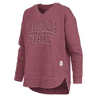 Sweat-shirt à col en V Westin Poncho Pressbox Garnet Florida State Seminoles pour femme