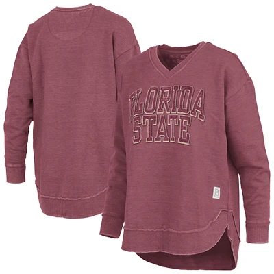 Sweat-shirt à col en V Westin Poncho Pressbox Garnet Florida State Seminoles pour femme