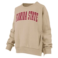 Women's Pressbox Khaki Florida State Seminoles Pocketed Raglan Pullover Sweatshirt