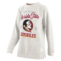 Women's Pressbox Oatmeal Florida State Seminoles Plus Comfy Cairo Terry Pullover Sweatshirt