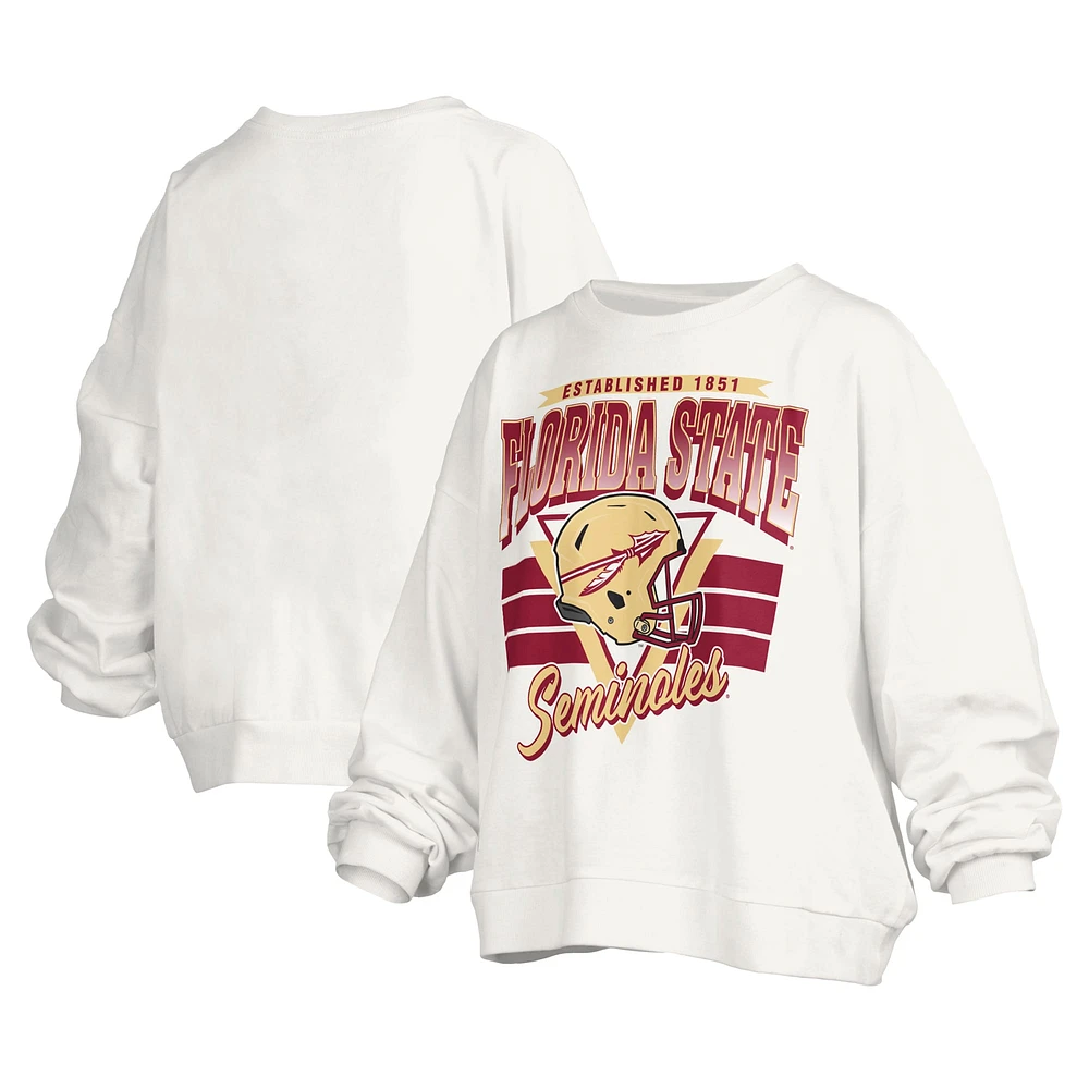 Sweat-shirt surdimensionné à logo rétro Janice des Florida State Seminoles pour femme Pressbox White