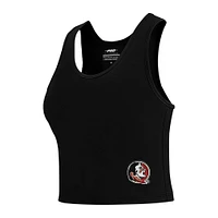 Women's Pro Standard Black Florida State Seminoles Tonal Neutral Fitted Waist Length Racerback Tank Top