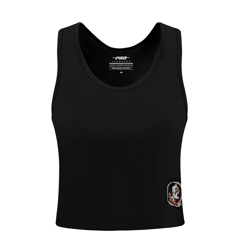 Women's Pro Standard Black Florida State Seminoles Tonal Neutral Fitted Waist Length Racerback Tank Top