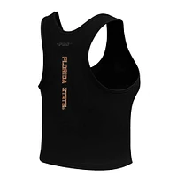 Women's Pro Standard Black Florida State Seminoles Tonal Neutral Fitted Waist Length Racerback Tank Top