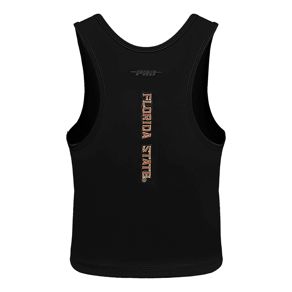 Women's Pro Standard Black Florida State Seminoles Tonal Neutral Fitted Waist Length Racerback Tank Top