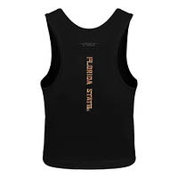 Women's Pro Standard Black Florida State Seminoles Tonal Neutral Fitted Waist Length Racerback Tank Top