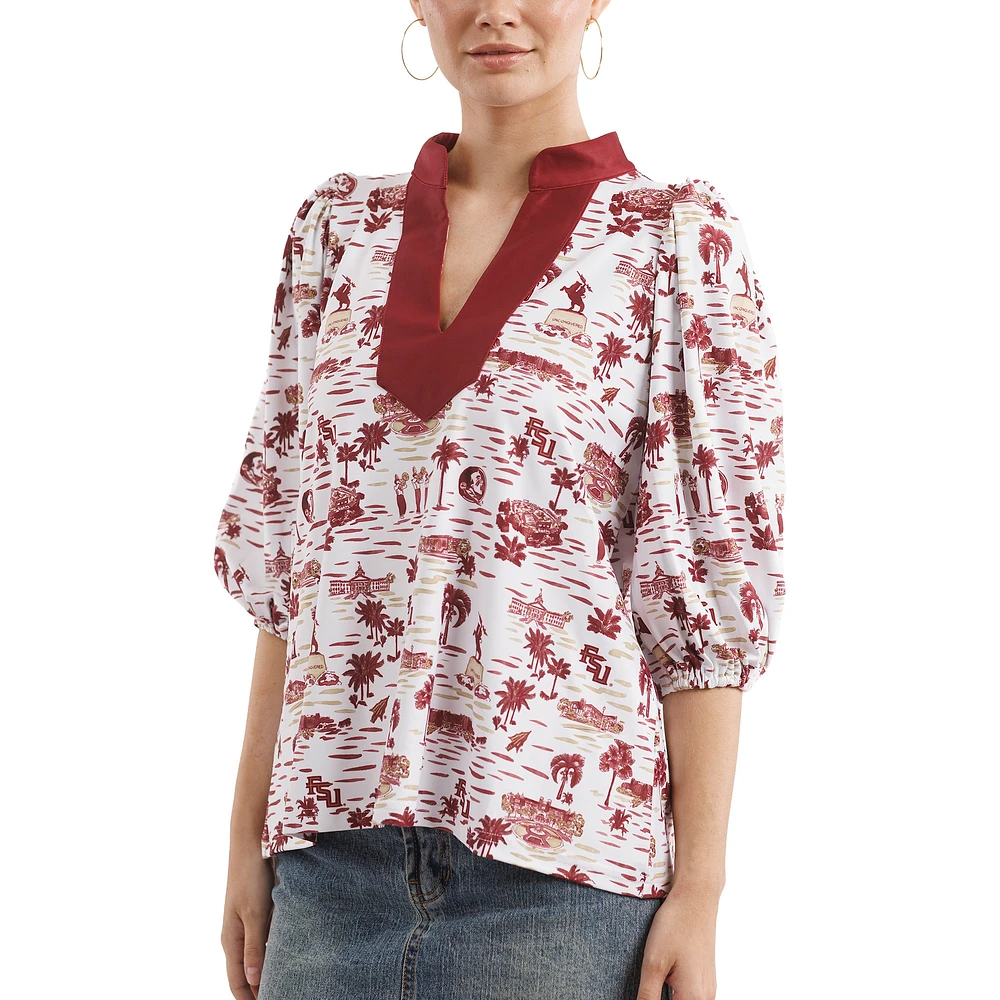 Haut Eliza pour femme de la collection Tailgate des Florida State Seminoles, blanc/grenat