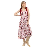 Robe longue à volants et épaules nouées pour femme Smith & Quinn Garnet Florida State Seminoles