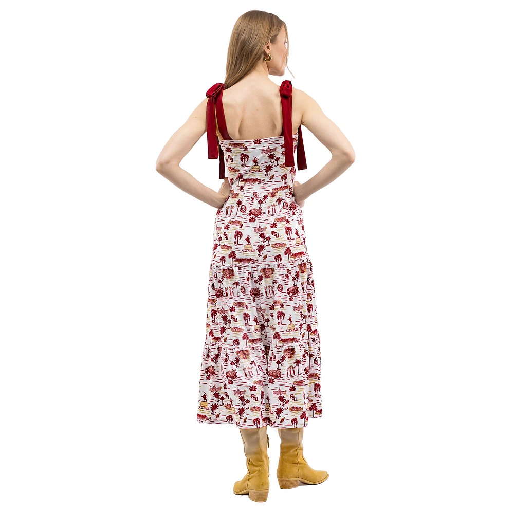 Robe longue à volants et épaules nouées pour femme Smith & Quinn Garnet Florida State Seminoles