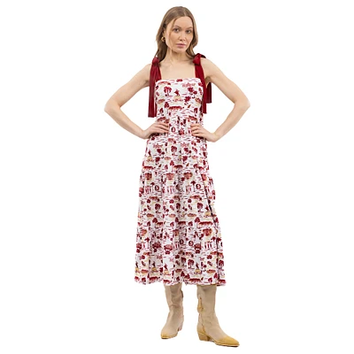 Robe longue à volants et épaules nouées pour femme Smith & Quinn Garnet Florida State Seminoles