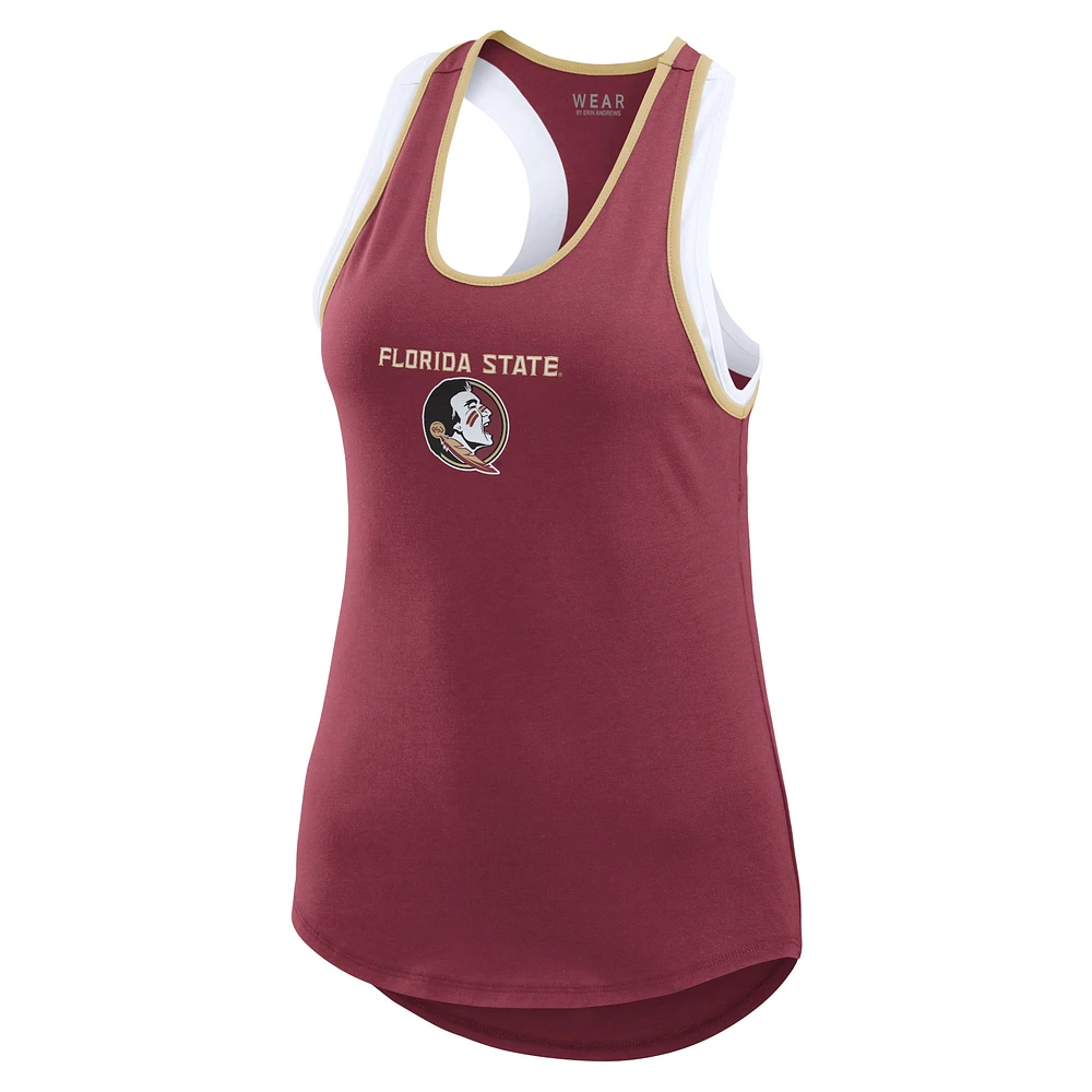 WEAR pour femmes par Erin Andrews Garnet Florida State Seminoles Open Hole Razorback Débardeur