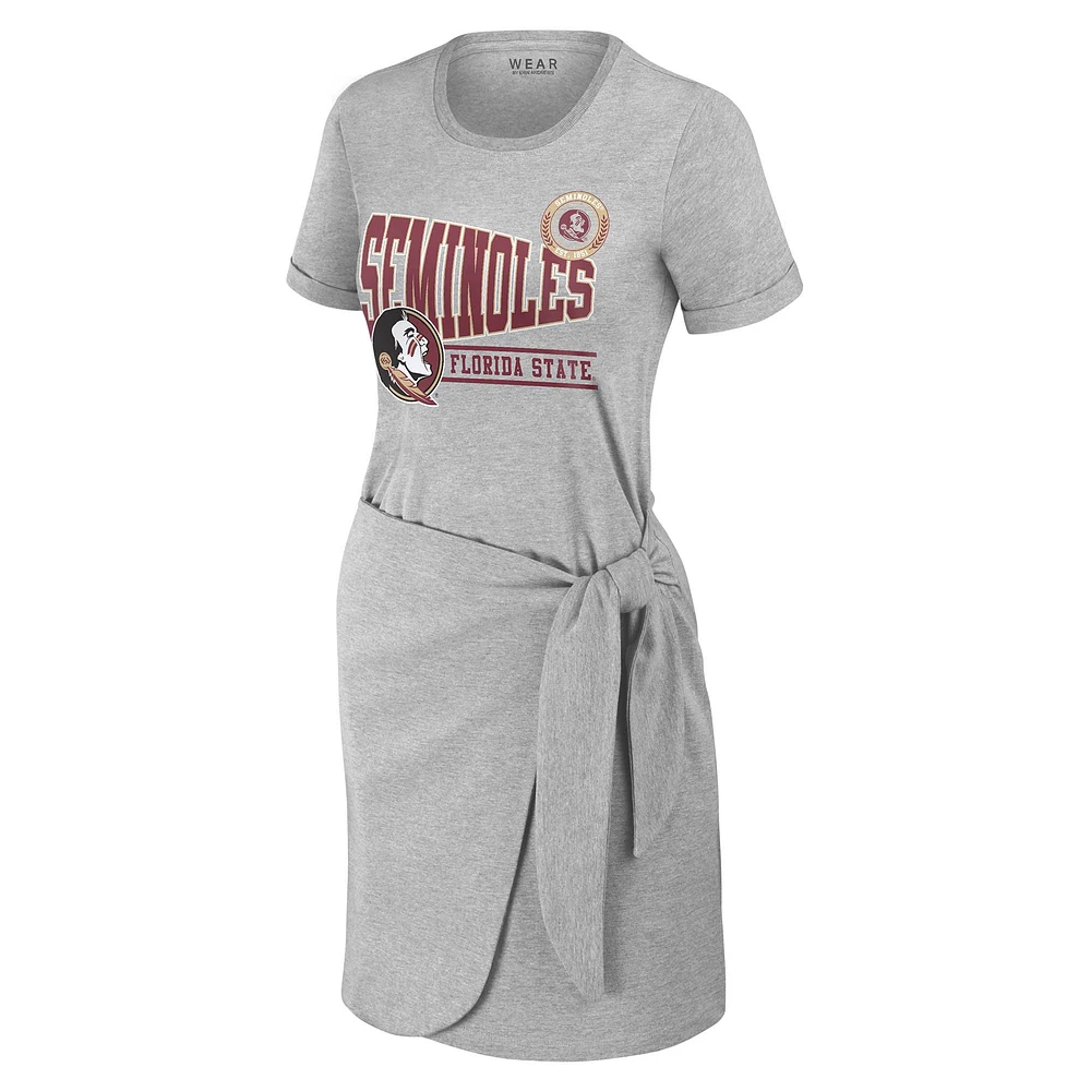 Women's WEAR by Erin Andrews Heather Gray Florida State Seminoles Knotted T-Shirt Dress