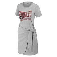 Women's WEAR by Erin Andrews Heather Gray Florida State Seminoles Knotted T-Shirt Dress