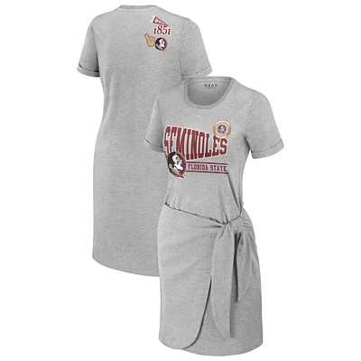 Women's WEAR by Erin Andrews Heather Gray Florida State Seminoles Knotted T-Shirt Dress