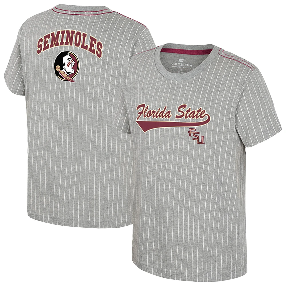 Youth Colosseum  Heather Gray Florida State Seminoles Airball Baseball T-Shirt