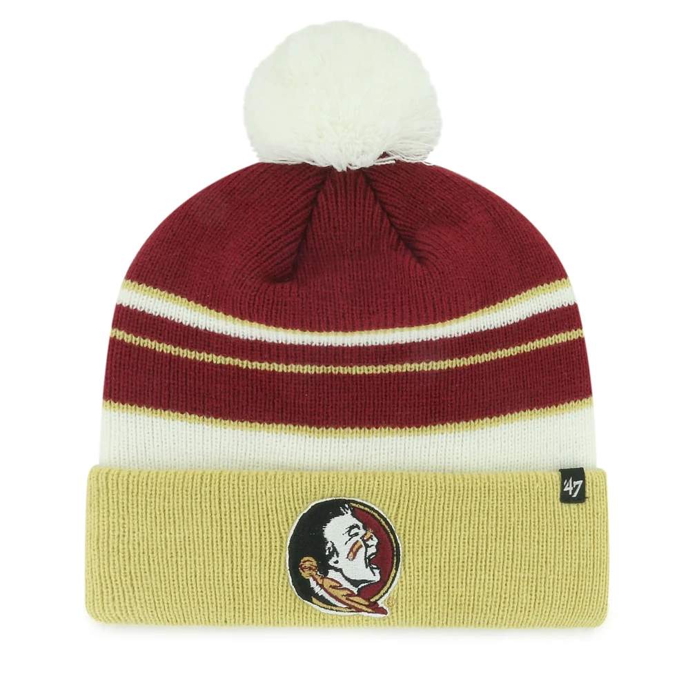 Bonnet en tricot à revers avec pompon pour jeunes de l'équipe Peewee des Florida State Seminoles Garnet '47