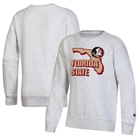 Youth Champion Heather Gray Florida State Seminoles Reverse Weave Pullover Sweatshirt