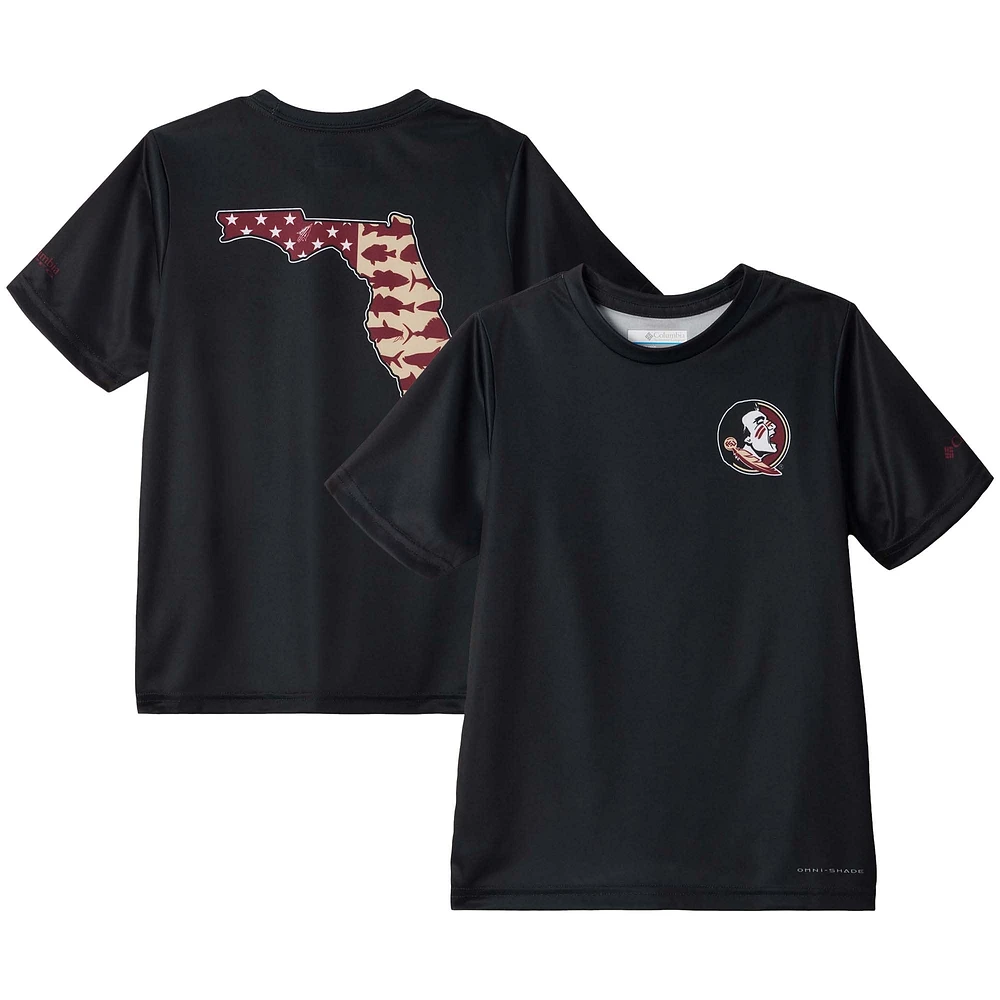 Youth Columbia Black Florida State Seminoles Terminal Tackle Omni-Shade T-Shirt