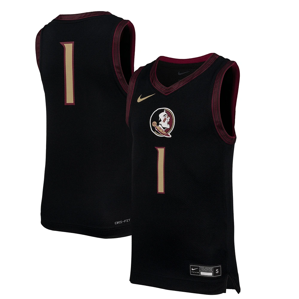 Maillot de basket-ball réplique Nike #1 noir pour jeunes Florida State Seminoles