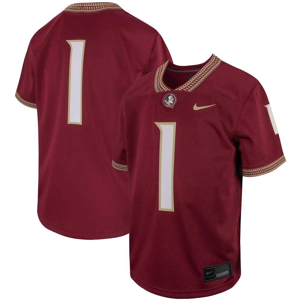 Maillot de jeu réplique intouchable Nike #1 Garnet Florida State Seminoles pour jeunes