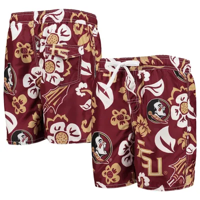 Florida State Seminoles Wes & Willy Youth Floral Volley Swim Trunks - Garnet