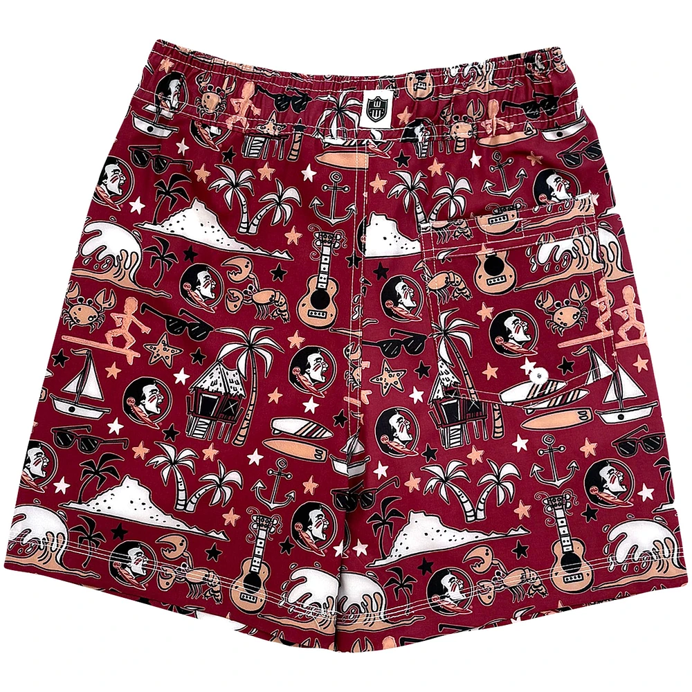 Youth Wes & Willy Garnet Florida State Seminoles Luau Swim Trunks