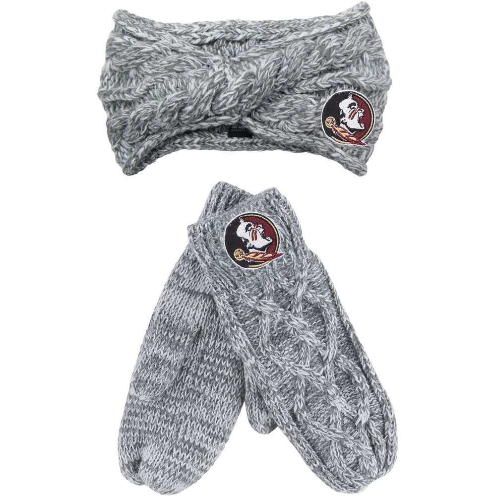 ZooZatz Gray Florida State Seminoles Headband & Mittens Set