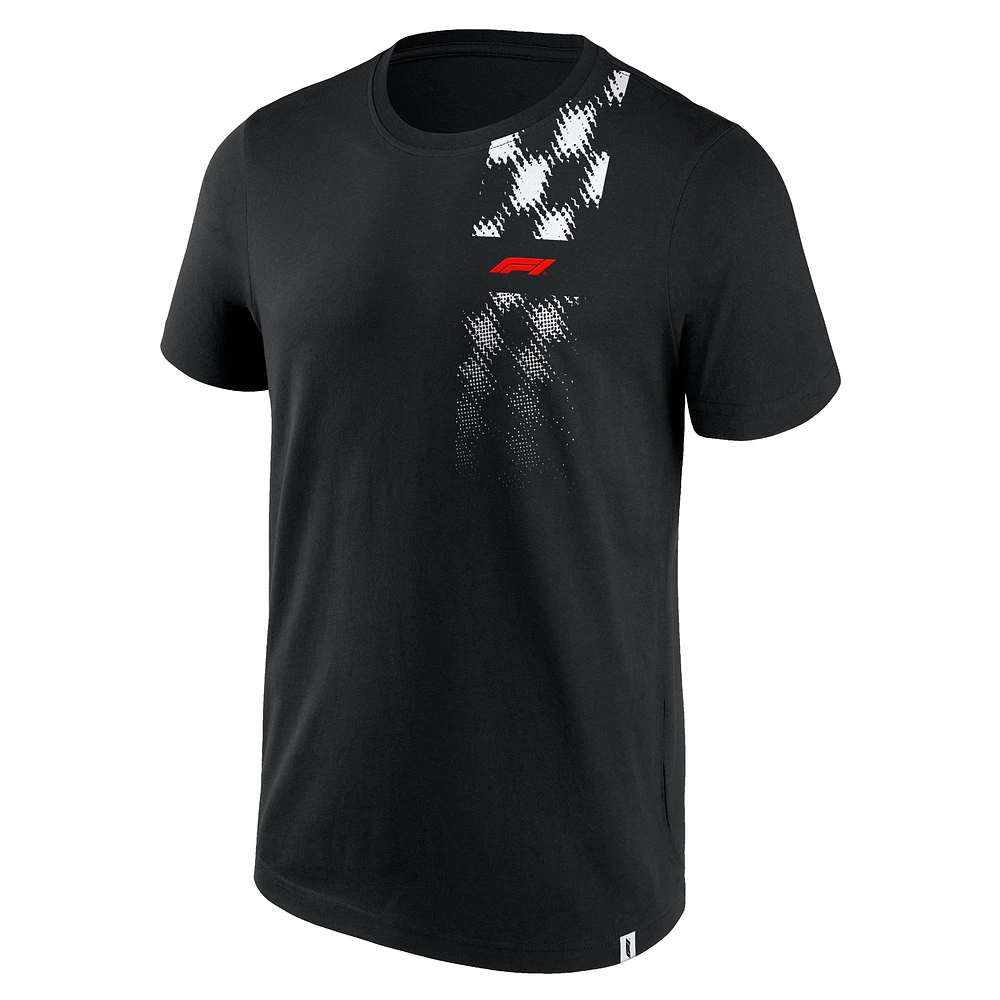 Men's Black Formula 1 Half Tone Grid T-Shirt
