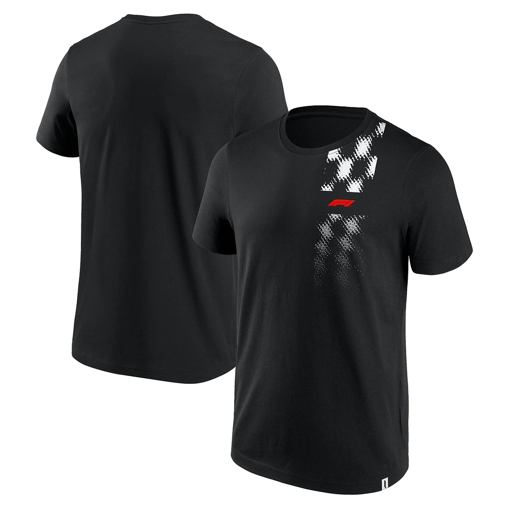 Men's Black Formula 1 Half Tone Grid T-Shirt
