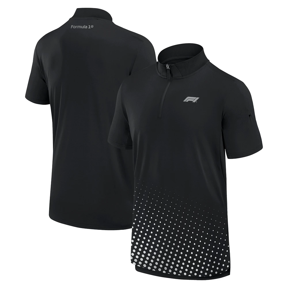 Polo noir Formula 1 Tech à quart de zip pour homme